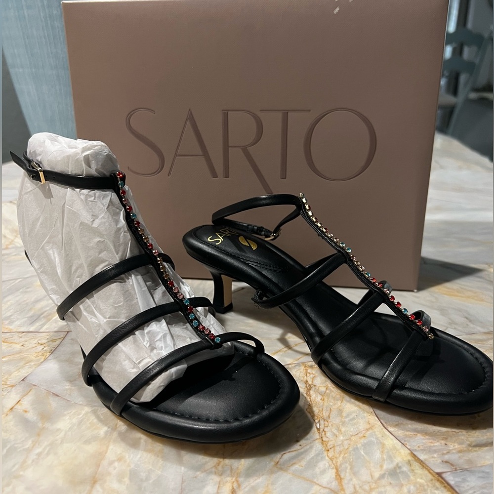 Sarto black heeled sandals size6